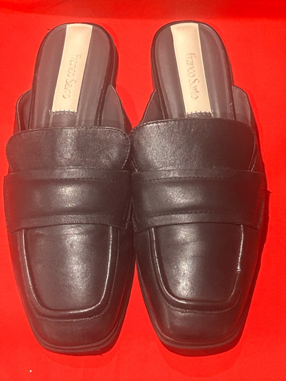 Franco Sarto Black Leather Slip-On Women's Mules